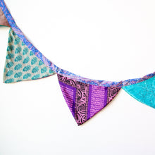 Load image into Gallery viewer, Handmade Recycled Sari Silk Bunting Banner