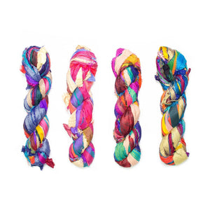 At the Bahamas: Multi Colored Sari Silk Ribbon Yarn